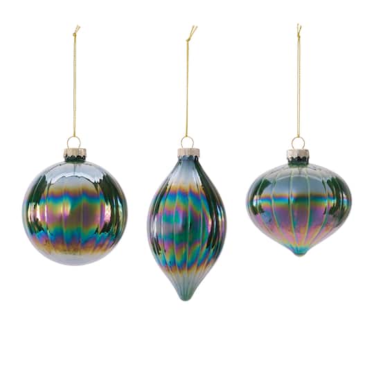 Melrose Iridescent Glass Ornaments Set